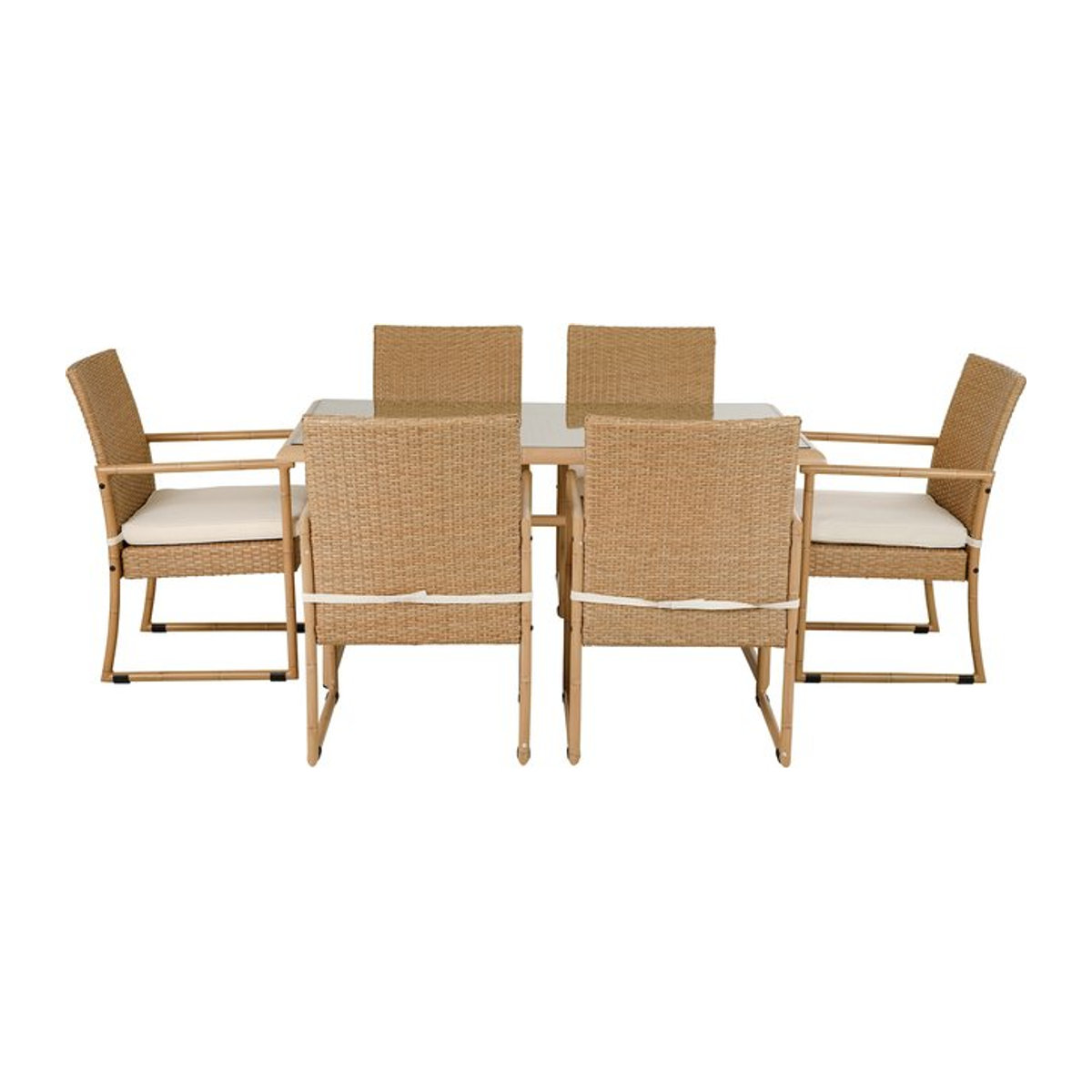 Greemotion Dining-Set Hanoi in Braun und Beige aus Bambus und Aluminium mit rechteckiger Form - Bild 1