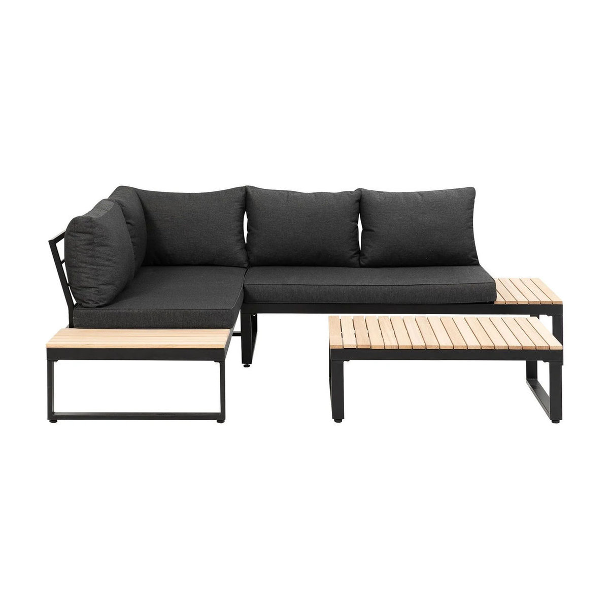 Greemotion Lounge-Set Rio aus Aluminium in Anthrazit und Grau mit Teak-Elementen - Bild 2