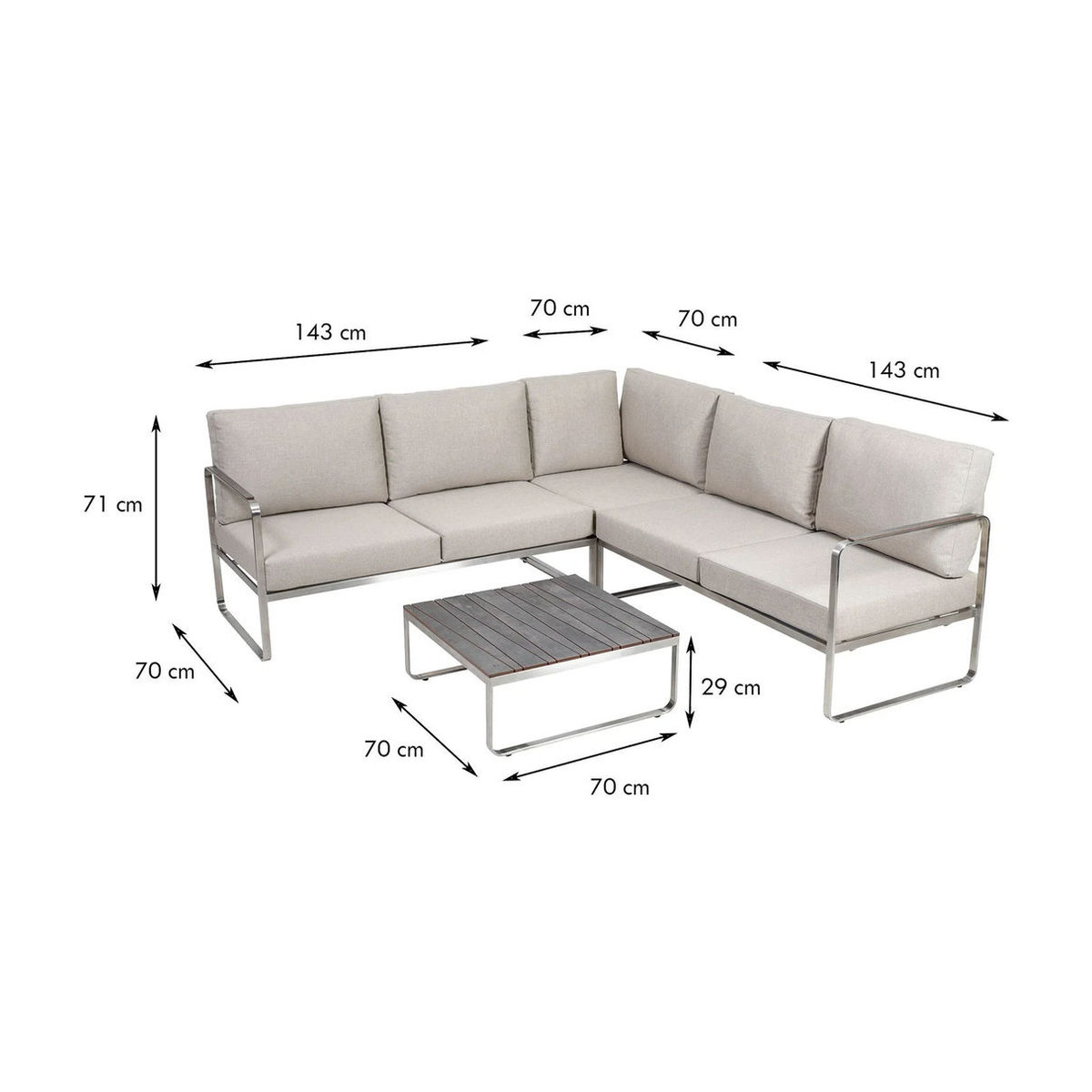 Greemotion Lounge-Set Sydney aus Edelstahl in Beige mit Polsterkissen aus Polyester - Bild 2