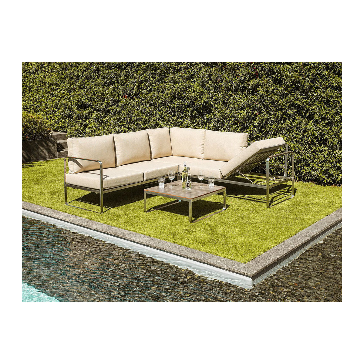 Greemotion Lounge-Set Sydney aus Edelstahl in Beige mit Polsterkissen aus Polyester - Bild 3