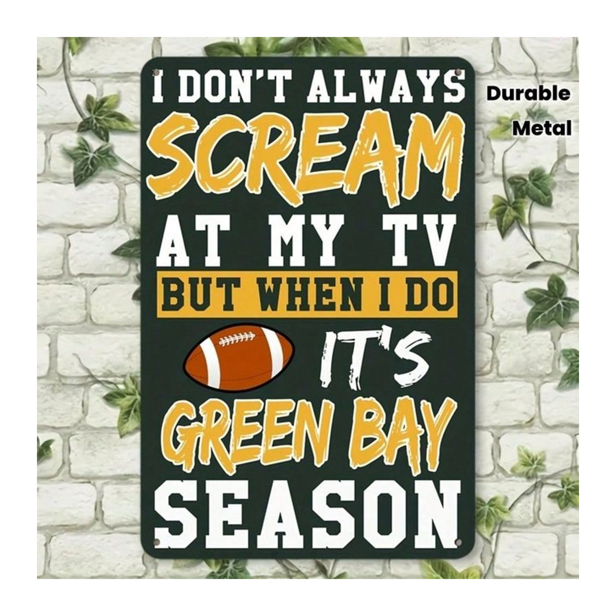 Green Bay Packers Vintage-Metallblechschild von CIFBUY in Schwarz als rustikale Wanddekoration für deine Man Cave oder Bar - Bild 1
