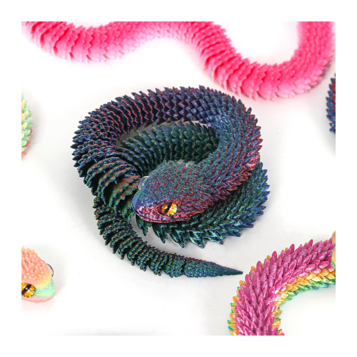 GreenYard 3D-gedruckte Kobra-Schlange als dekorative Tierfigur in Pink, 30 cm Höhe - Bild 1