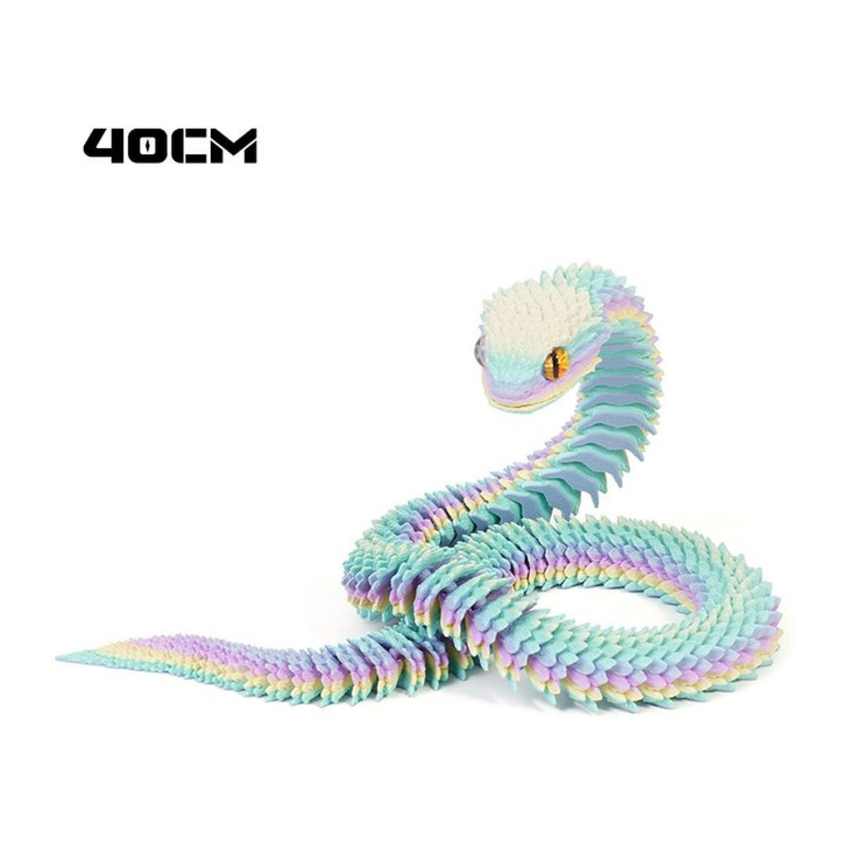 GreenYard 3D-gedruckte Kobra-Schlangen-Dekoration in Matte Rainbow, mehrfarbig, 40 cm - Bild 1