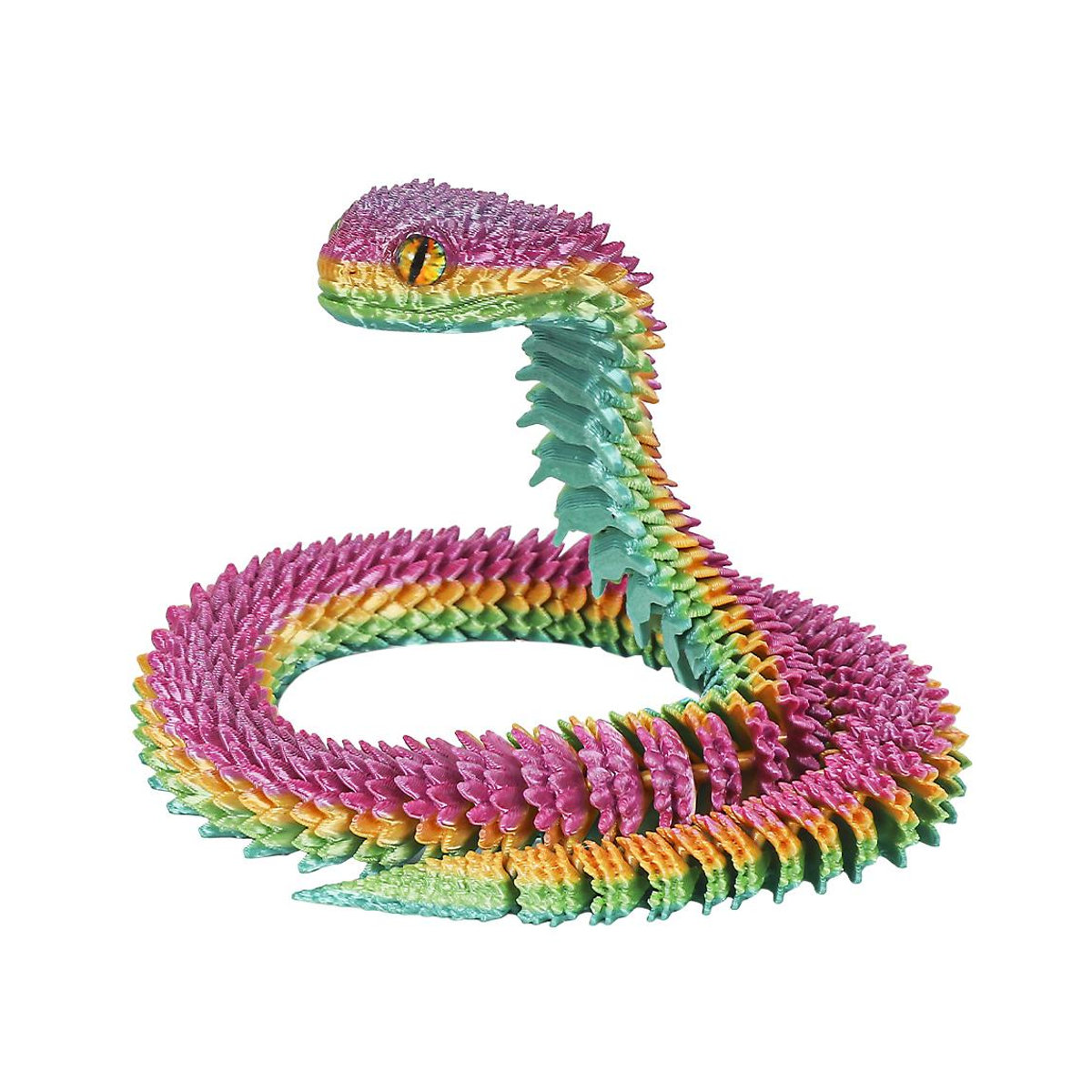 GreenYard Leuchtende 3D-gedruckte Kobra-Schlange als Deko-Figur in mehrfarbigem Daytime Rainbow Effekt, 30 cm - Bild 2