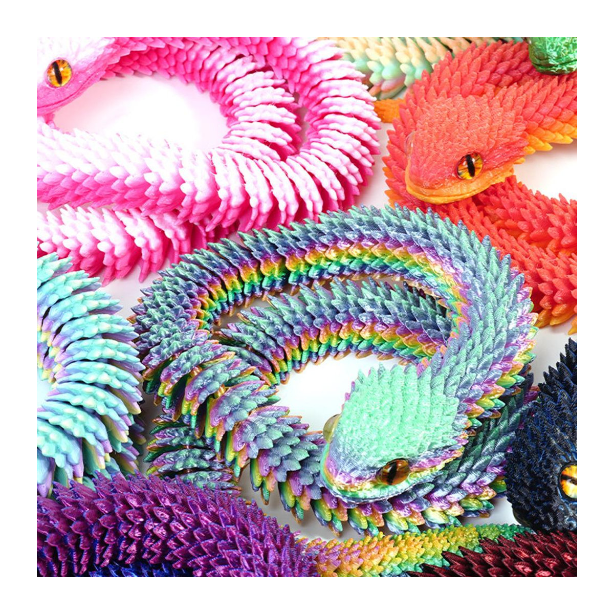 GreenYard Leuchtende 3D-gedruckte Kobra-Schlange als Deko-Figur in mehrfarbigem Daytime Rainbow Effekt, 30 cm - Bild 5