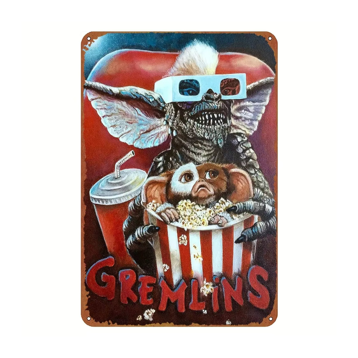 Gremlins Vintage Metallschild Hello Young, Horrorfilm Wanddeko mehrfarbig, Breite: 20,3 cm, Höhe: 30,5 cm - Bild 4