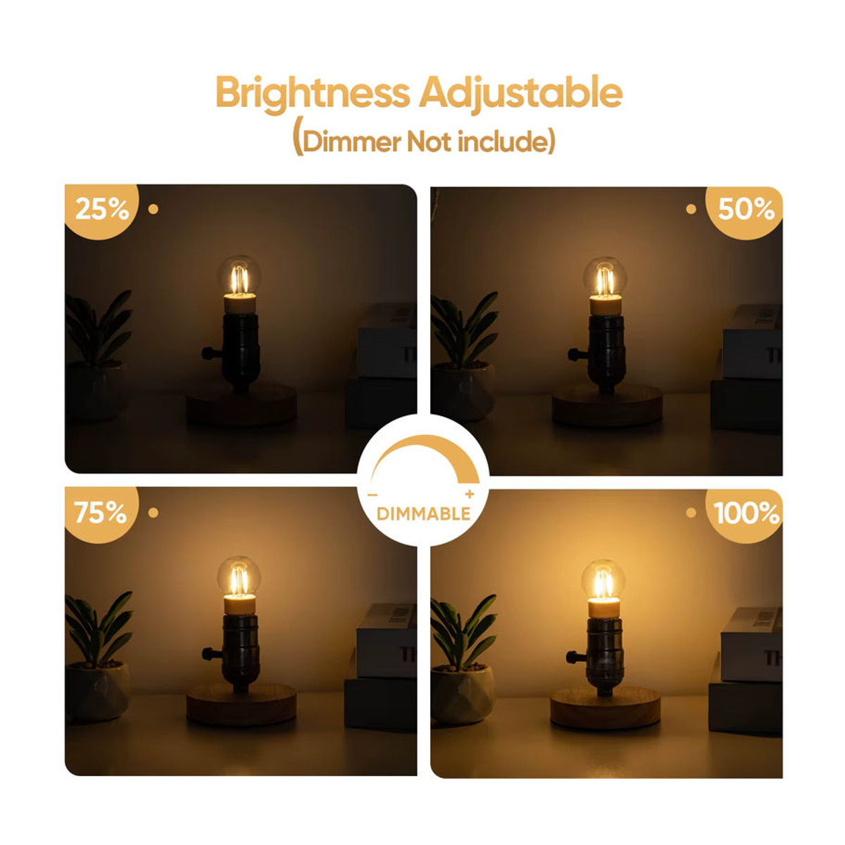 Grensk 6er Set Globe G40 LED Filament Lampen E14 1,5 W Warmweiß Dimmbar Retro Design für Innen und Außen - Bild 3