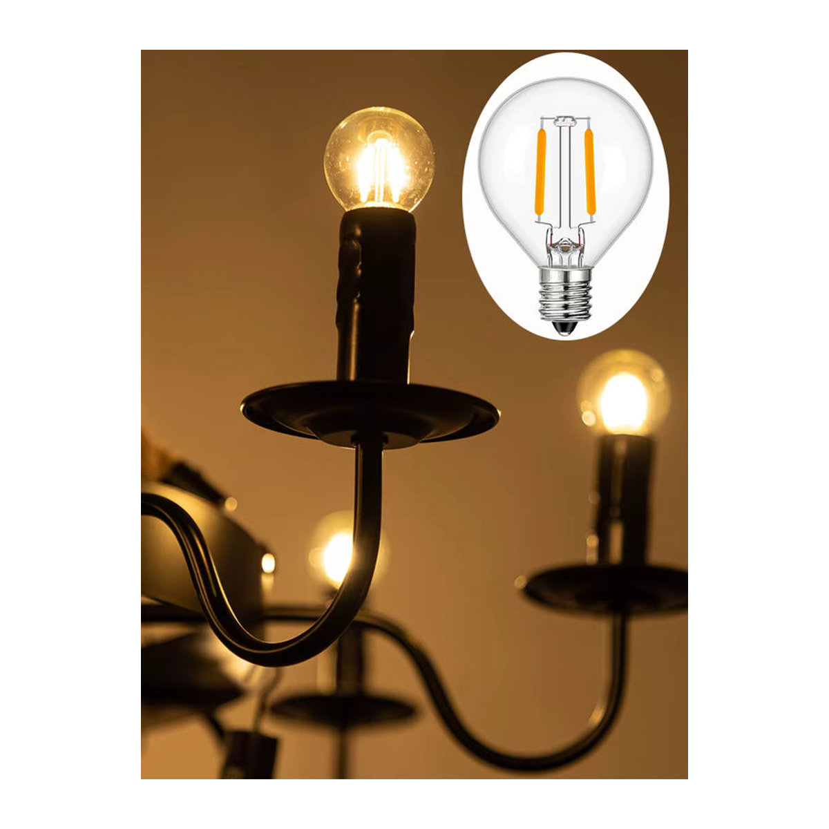 Grensk 6er Set Globe G40 LED Filament Lampen E14 1,5 W Warmweiß Dimmbar Retro Design für Innen und Außen - Bild 5