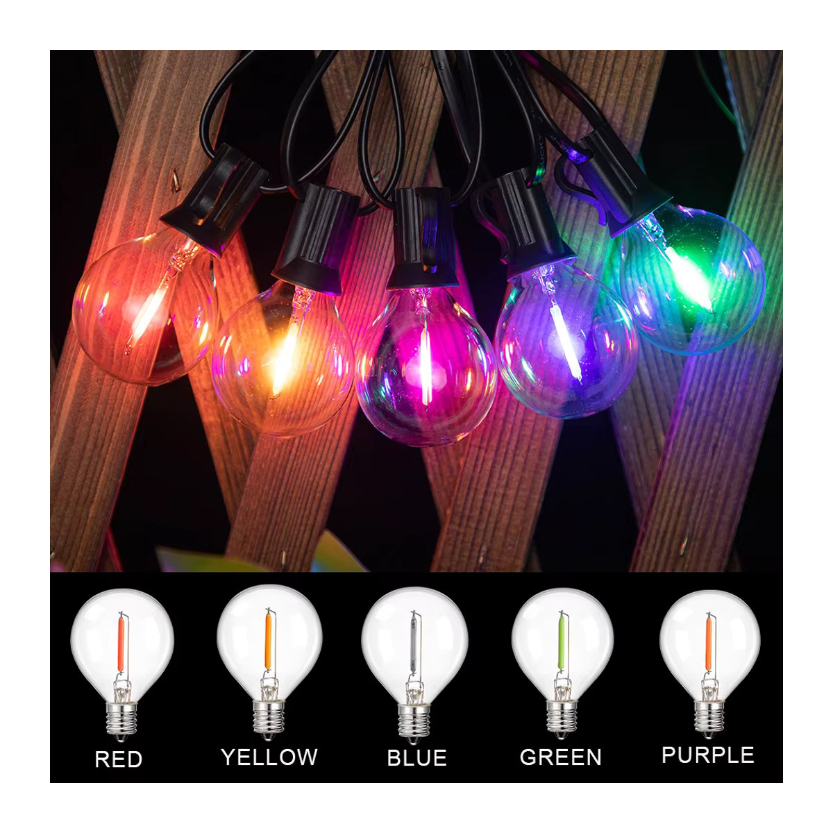 Grensk G40 LED Ersatzbirne mit E12 Sockel, 1 W, Mehrfarbig RGB Globus-Lampe für Dekoration - Bild 2