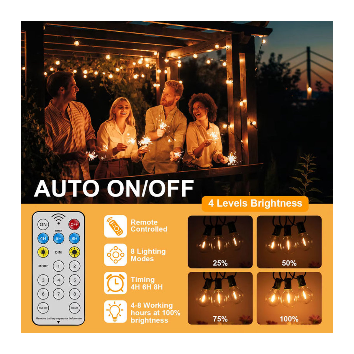 Grensk G40 LED Solar-Gartenleuchte im Retro-Design mit Fernbedienung und 8 Blinkmodi, Schwarz - Bild 1