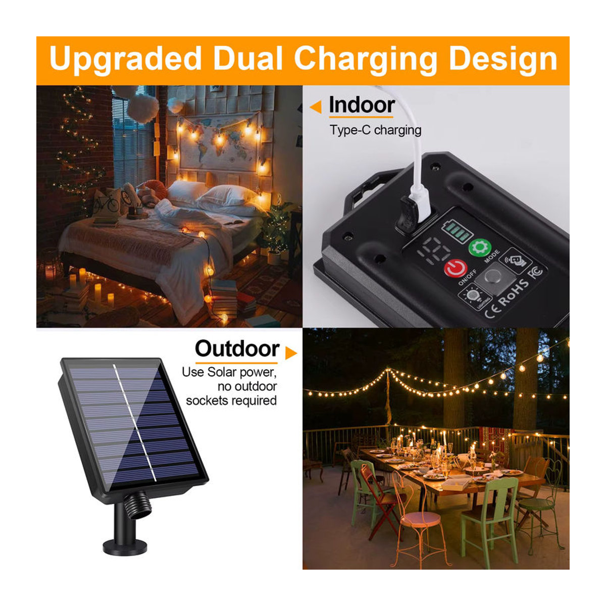 Grensk G40 LED Solar-Gartenleuchte im Retro-Design mit Fernbedienung und 8 Blinkmodi, Schwarz - Bild 2