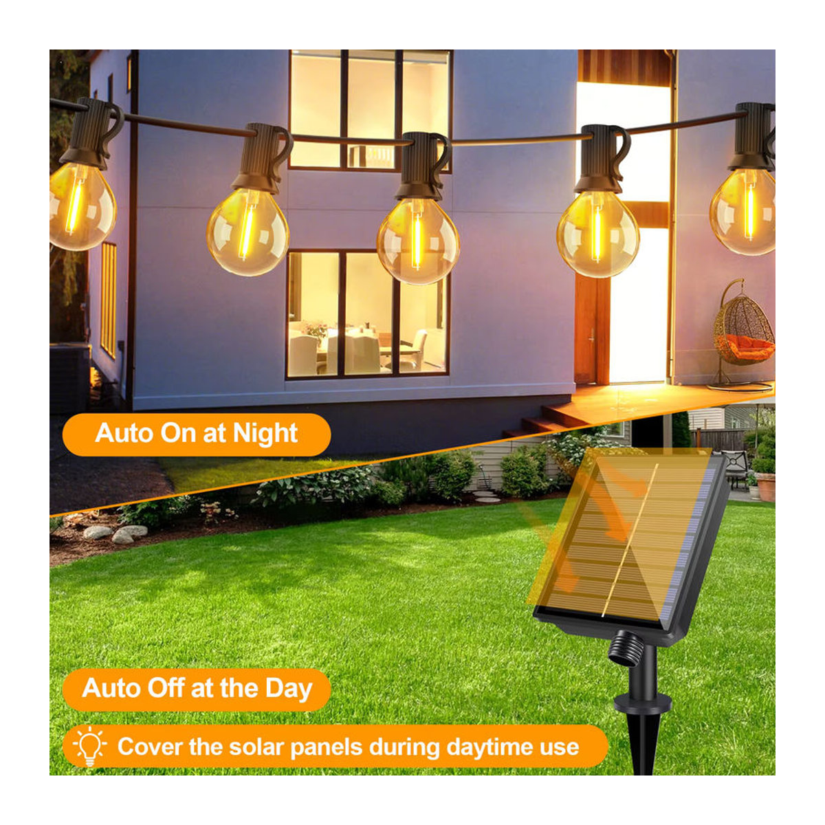 Grensk G40 LED Solar-Gartenleuchte im Retro-Design mit Fernbedienung und 8 Blinkmodi, Schwarz - Bild 3