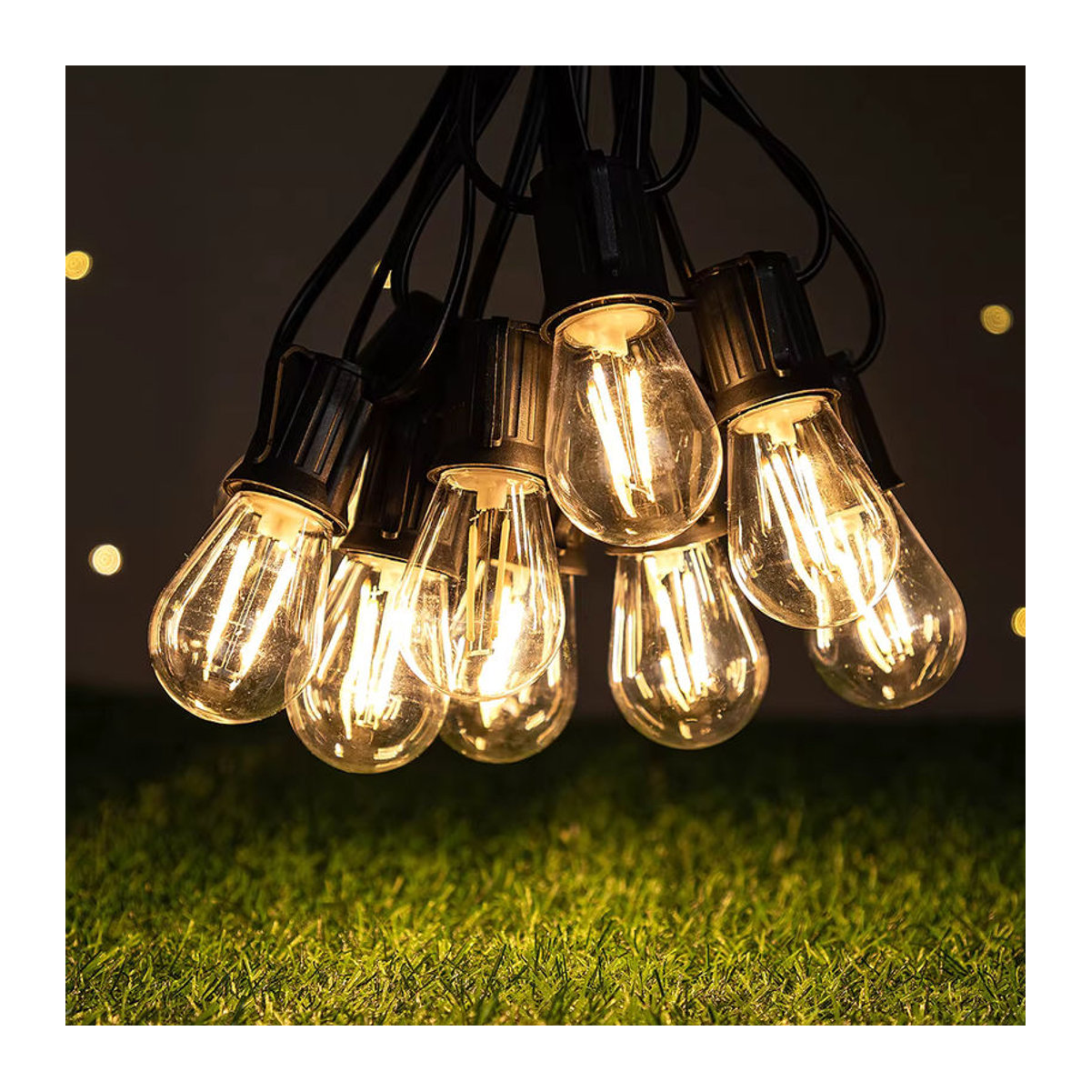 Grensk Industrial LED-Lichterkette aus Kunststoff in Schwarz mit E27 Fassung, wasserdichte Außenleuchte für Dekorationen - Bild 4