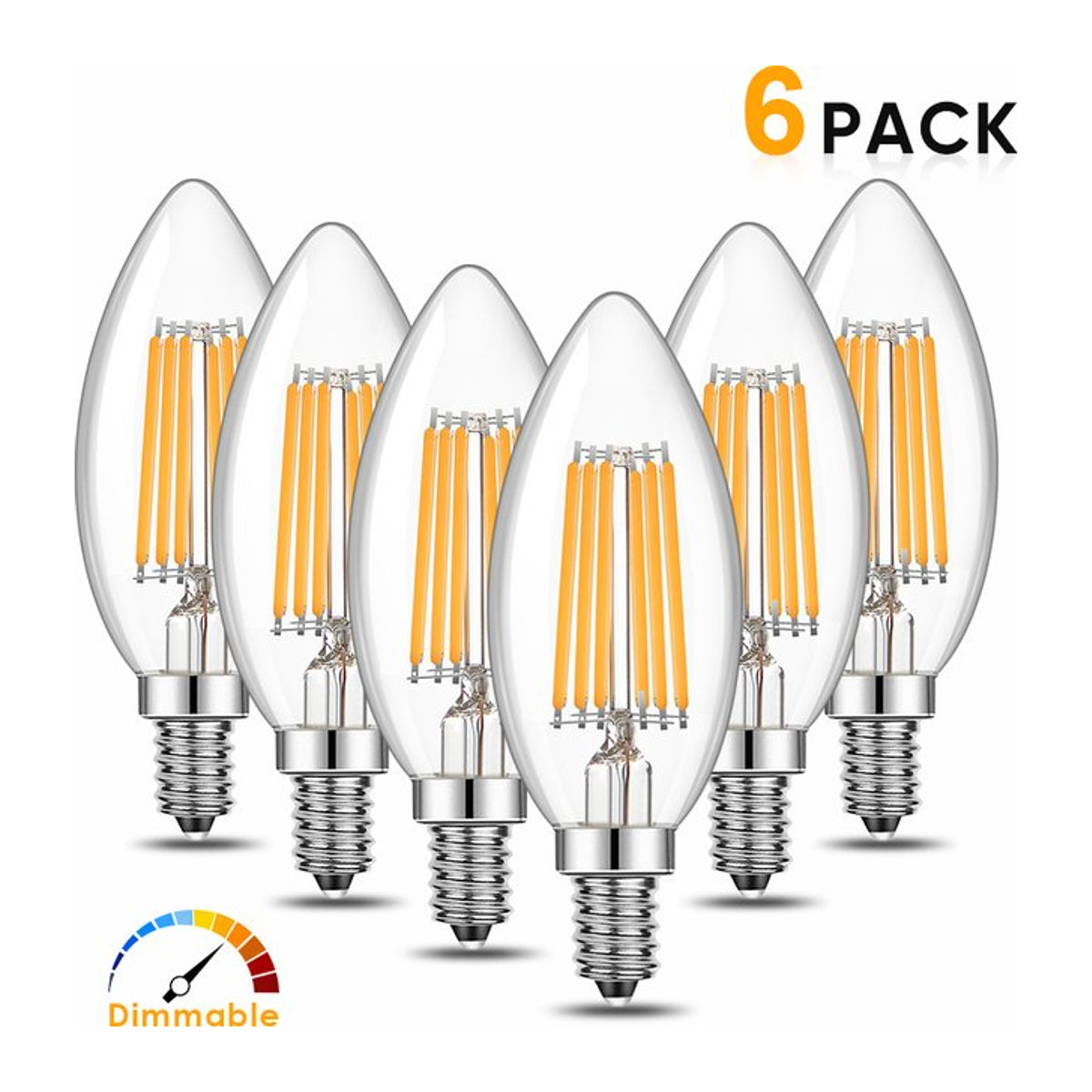 Grensk LED Filament Kerzenlampe E14 Warmweiß Dimmbar Retro Design für Kronleuchter und Innenräume - Bild 1