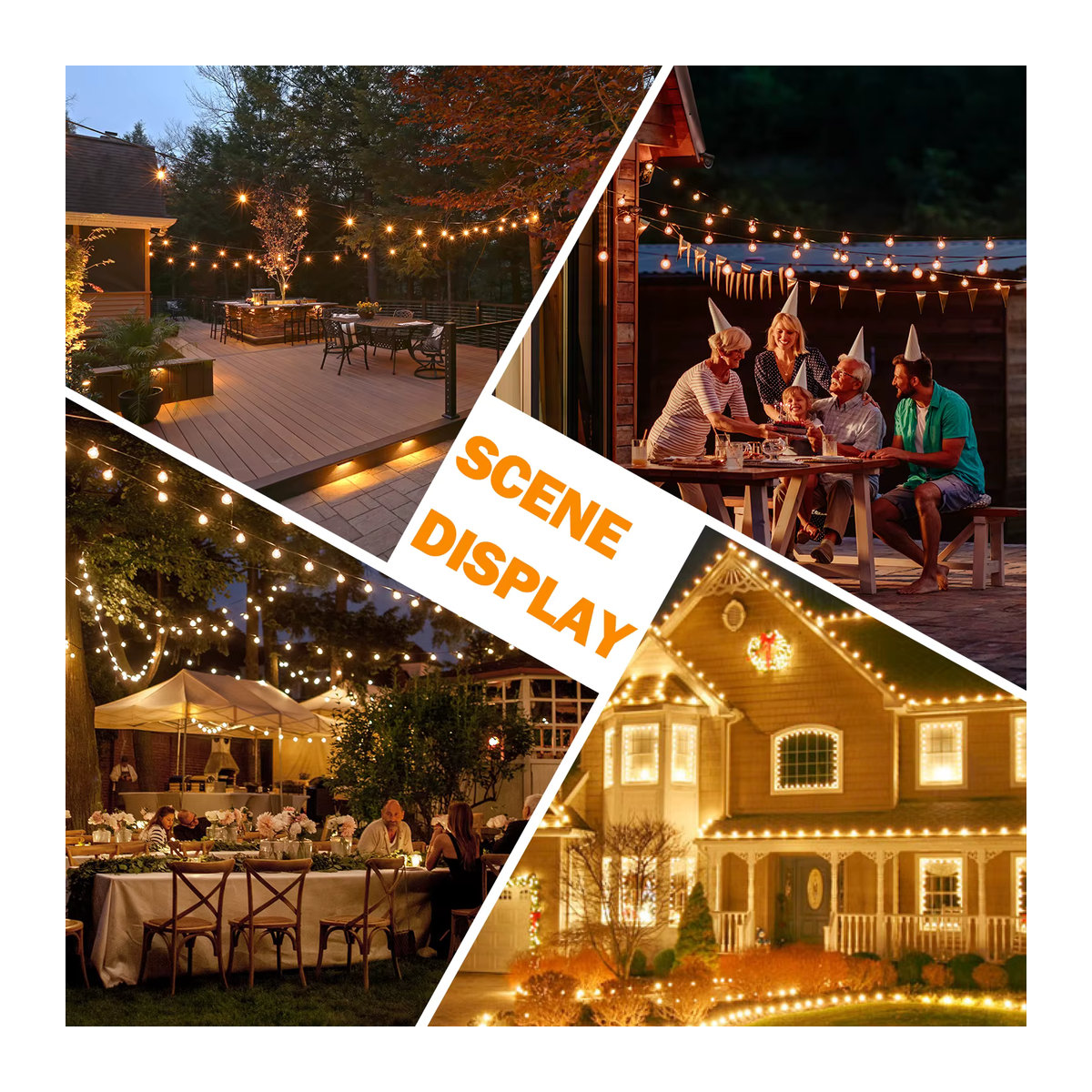 Grensk LED G40 Lichterkette in Schwarz mit E12 Fassung, bruchsichere und wasserdichte Retro-Dekoration für deinen Garten - Bild 2