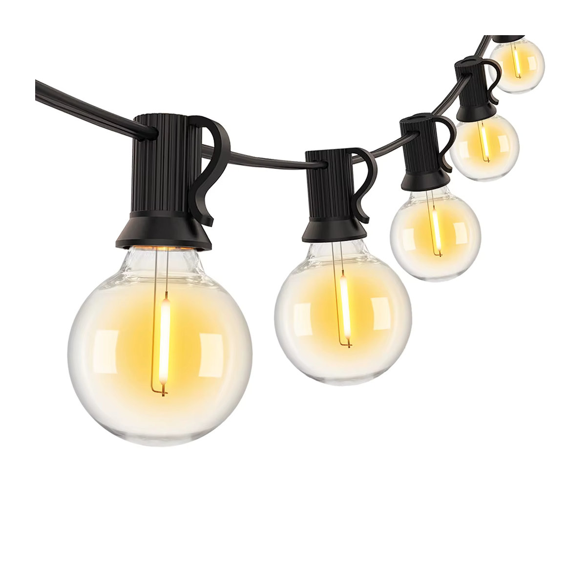 Grensk LED G40 Lichterkette in Schwarz mit E12 Fassung, bruchsichere und wasserdichte Retro-Dekoration für deinen Garten - Bild 7