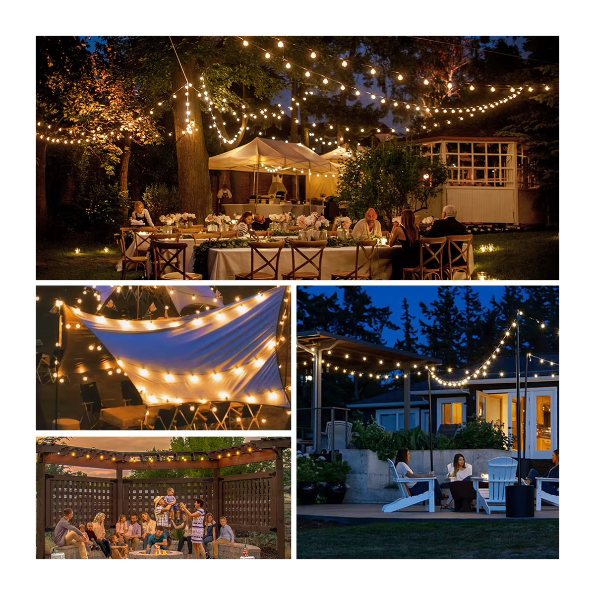 Grensk LED Solar Lichterkette mit G40 Retro Glühbirnen in Schwarz, wasserdicht für Garten und Terrasse - Bild 6