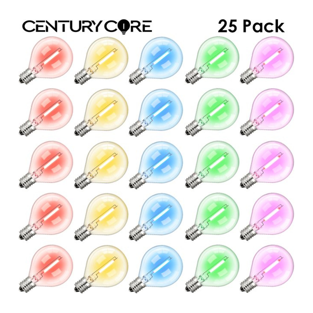 Grensk Mehrfarbige G40 LED Lichterkette mit E12 Fassung und RGB Filament für den Außenbereich, Wasserdicht - Bild 1