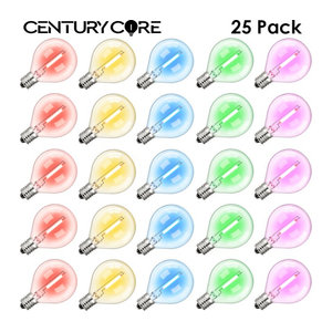 Grensk Mehrfarbige G40 LED Lichterkette mit E12 Fassung und RGB Filament für den Außenbereich, Wasserdicht