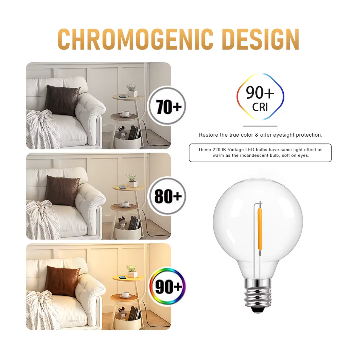 Grensk Retro-LED-Glühbirne Filament E12 1 W Warmweiß 2700 K Kugellicht - Bild 2