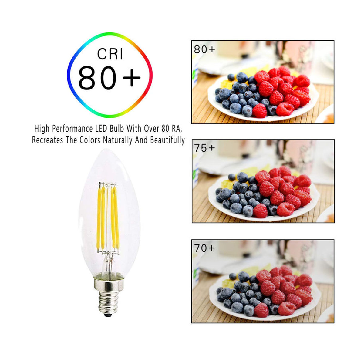 Grensk Retro LED Kerzenlampe E14 Dimmbare Edison Glühbirne für Kandelaber und Kronleuchter - Bild 2