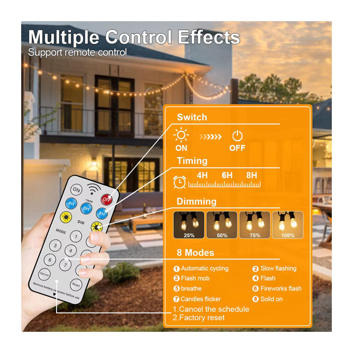 Grensk Solar-Lichterkette für den Außenbereich mit LED T22-Glühbirnen, wasserdichte Solarleuchte in Schwarz für Garten, Terrasse und Bistro - Bild 2
