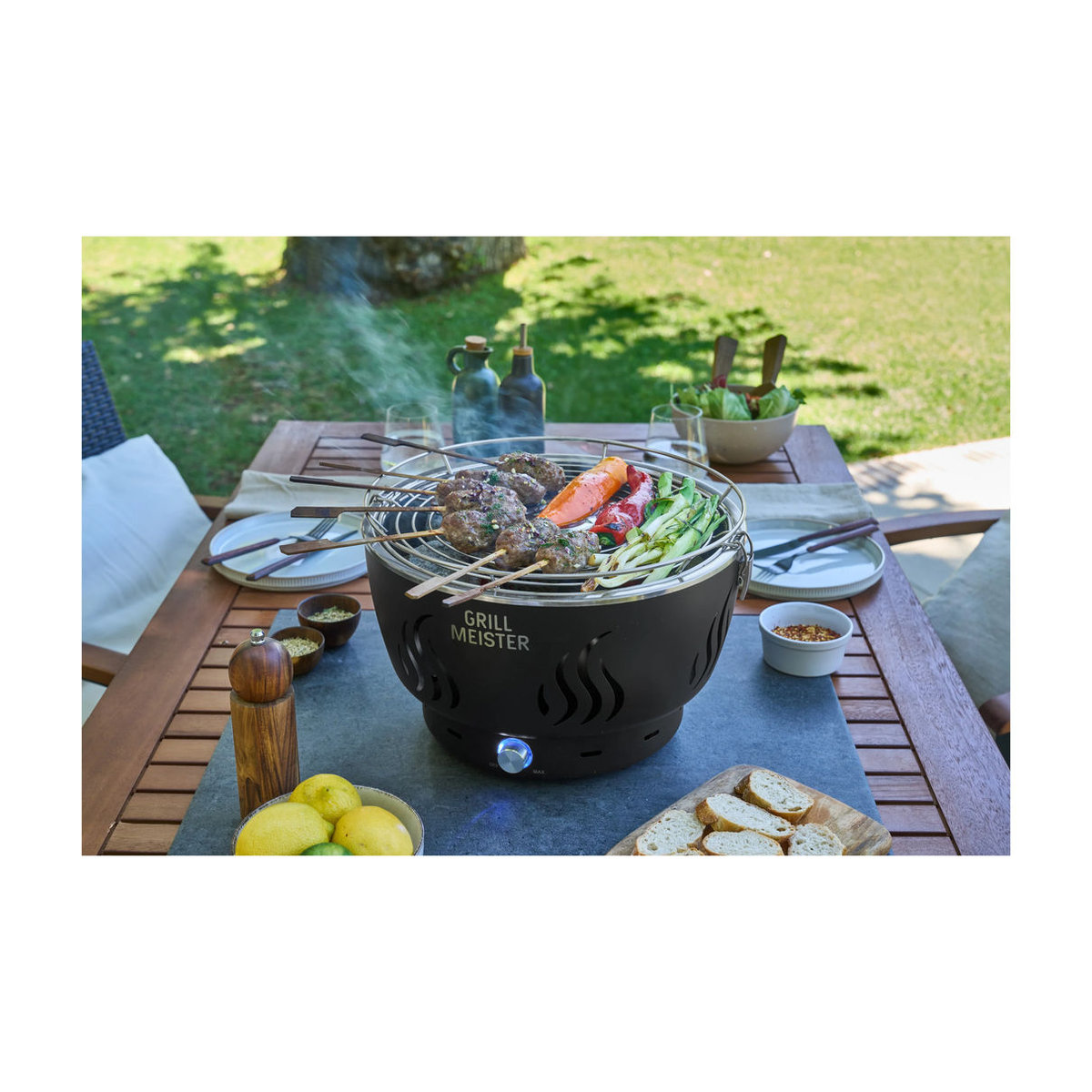 GRILLMEISTER Holzkohlegrill GAG 34 D1 mit Aktivbelüftung in Schwarz und Edelstahl - Bild 2