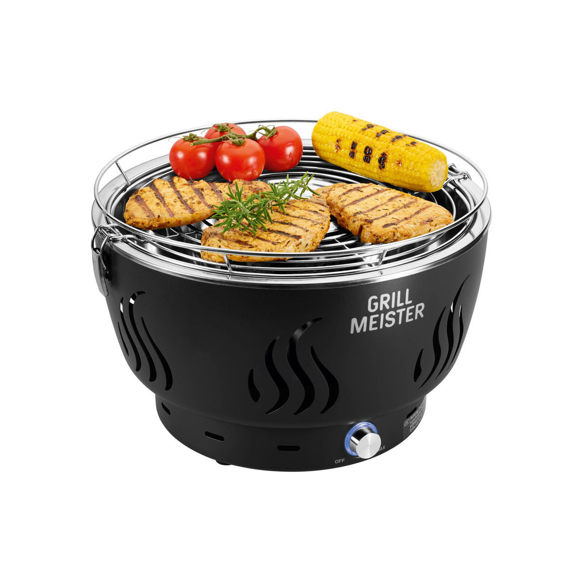 GRILLMEISTER Holzkohlegrill GAG 34 D1 mit Aktivbelüftung in Schwarz und Edelstahl - Bild 3
