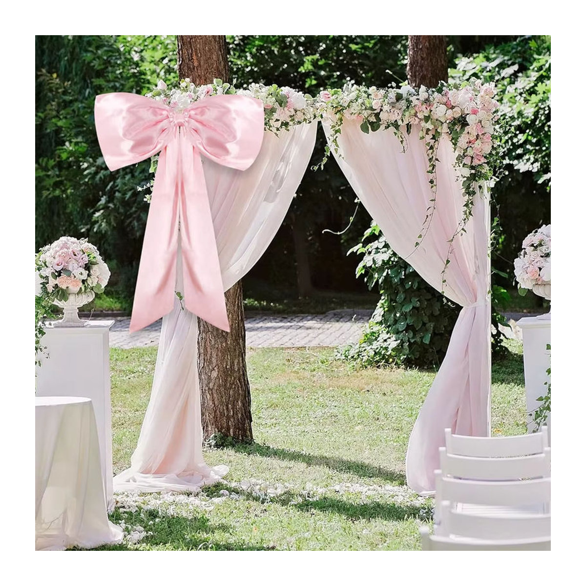 Große Textil-Wandschleife in Rosa für Hochzeit, Geburtstag und Dekoration - Bild 1