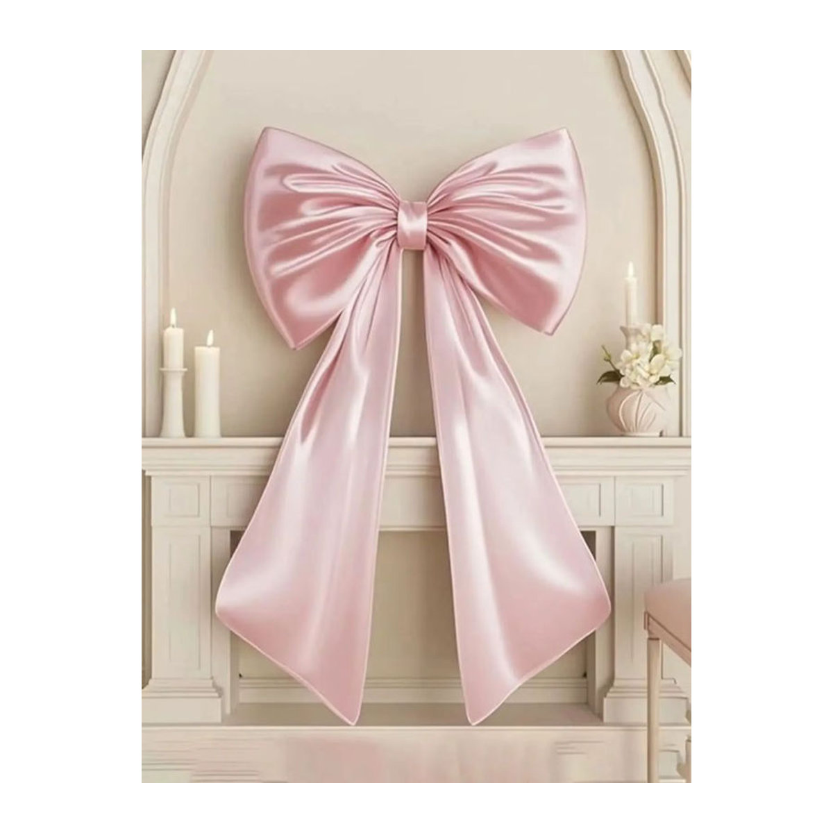 Große Textil-Wandschleife in Rosa für Hochzeit, Geburtstag und Dekoration - Bild 2