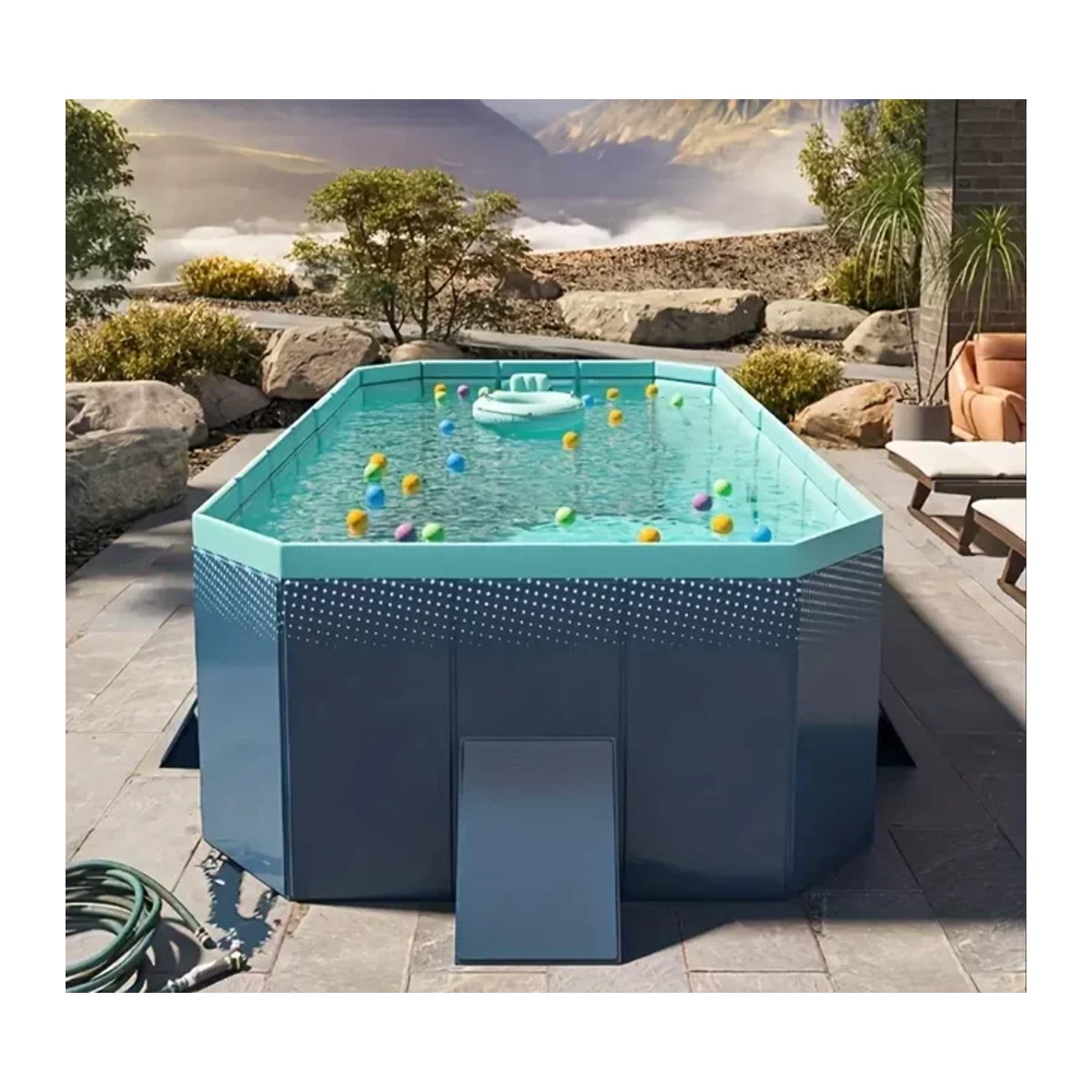 Großer faltbarer Outdoor-Schwimmbecken für die Familie in Blau - Bild 1
