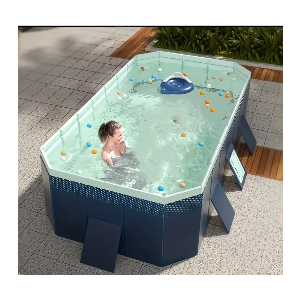 Großer faltbarer Outdoor-Schwimmbecken für die Familie in Blau - Bild 2