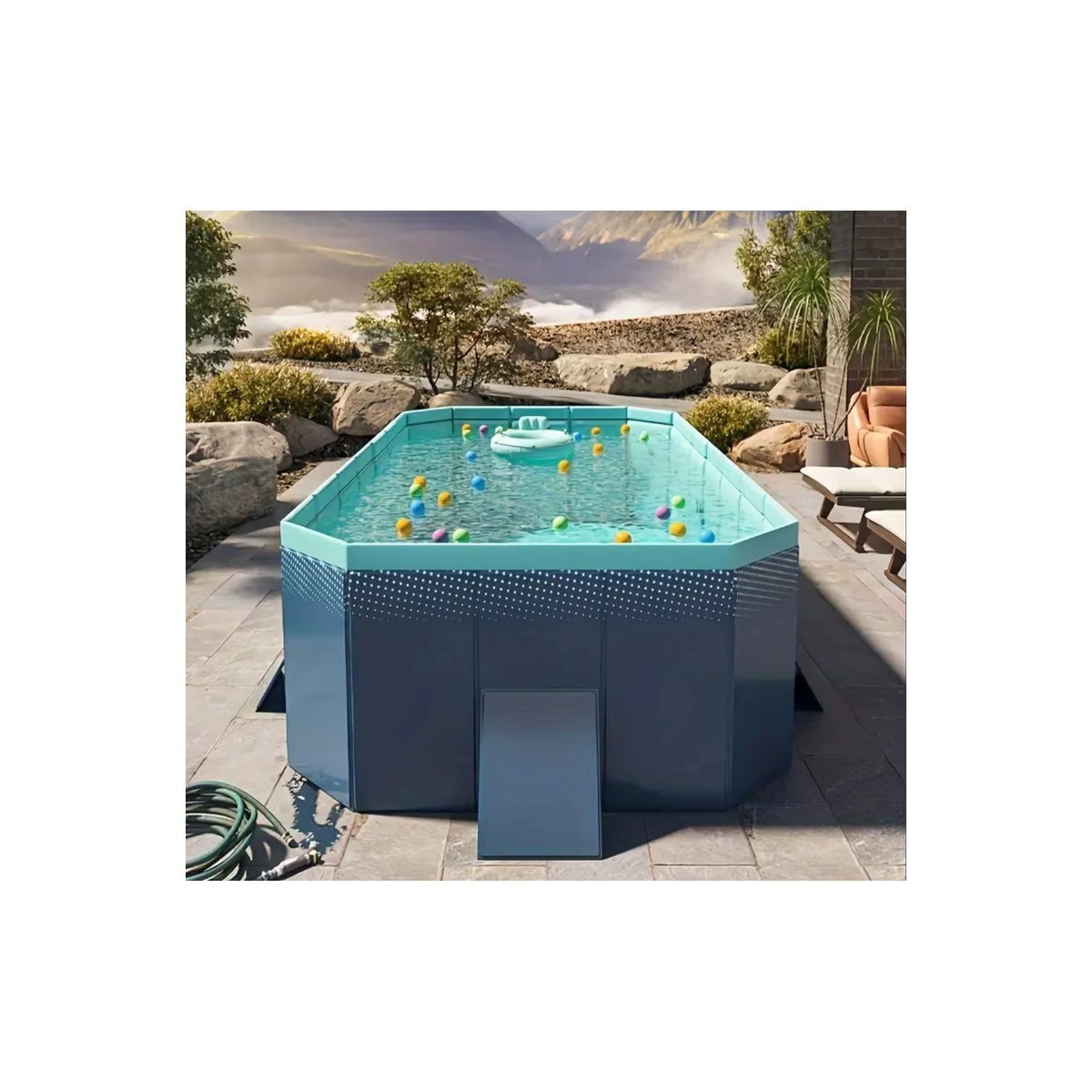Großer faltbarer Outdoor-Schwimmbecken für die Familie in Blau - Bild 5