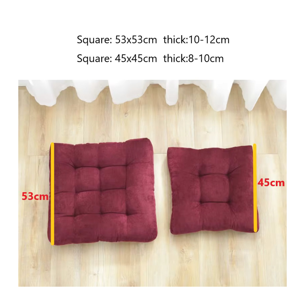 Großes quadratisches Bodensitzkissen aus Cord, getuftete Sitzmatte für Tatami und im Freien, Rot und Blau - Bild 2