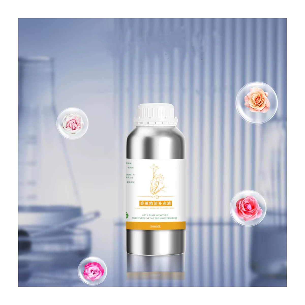 GRTCO Aroma-Diffusor Öl mit floralem Duft, 500 ml, Silber - Bild 3