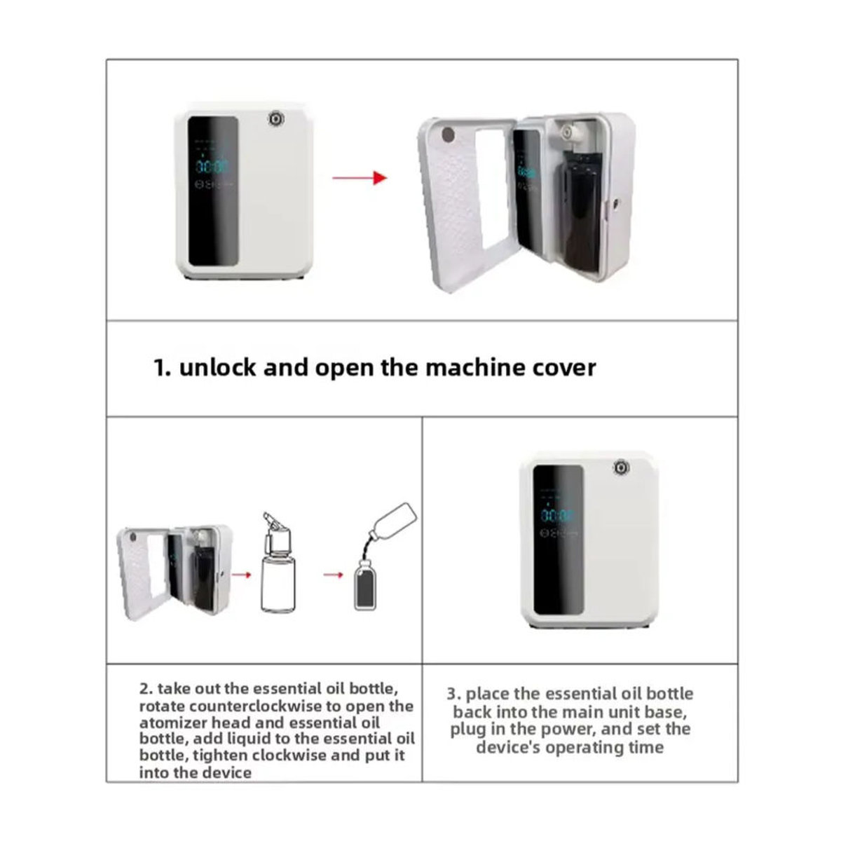 GRTCO Automatischer elektrischer Duftspender für ätherische Öle, 500ml, Weiß, Wandmontage - Bild 5