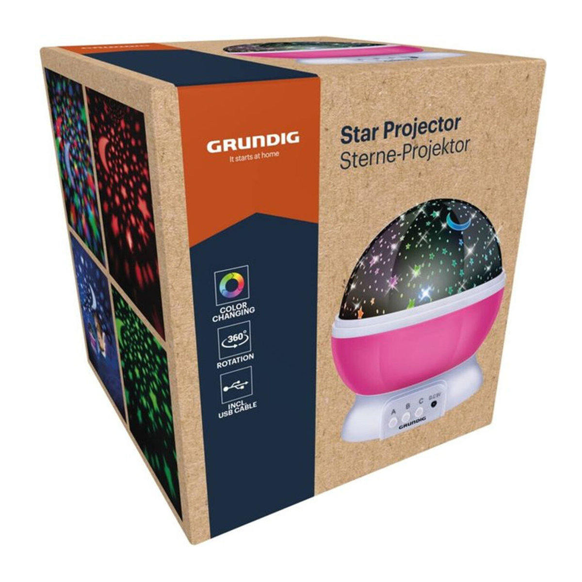 Grundig Sternenprojektor aus Kunststoff in Blau und Pink B/H/D: 12 x 12 x 13,5 cm - Bild 1