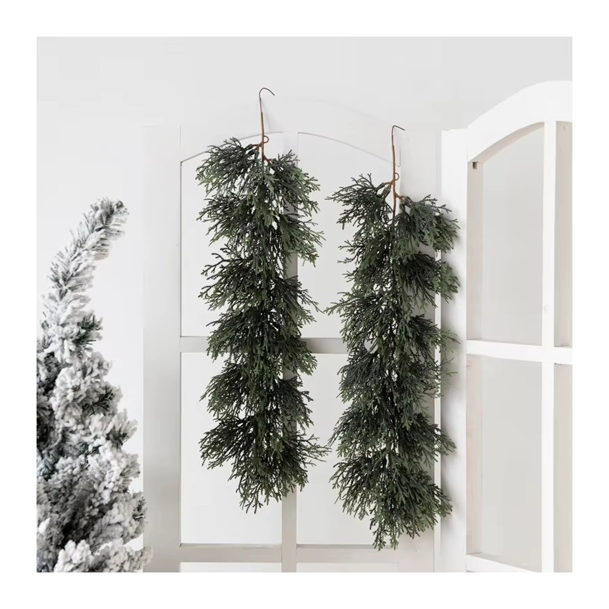 Grüne künstliche Blumen-Girlande von smr als hängender Wandbehang für Weihnachten und Hochzeiten, Länge: 60 cm - Bild 2
