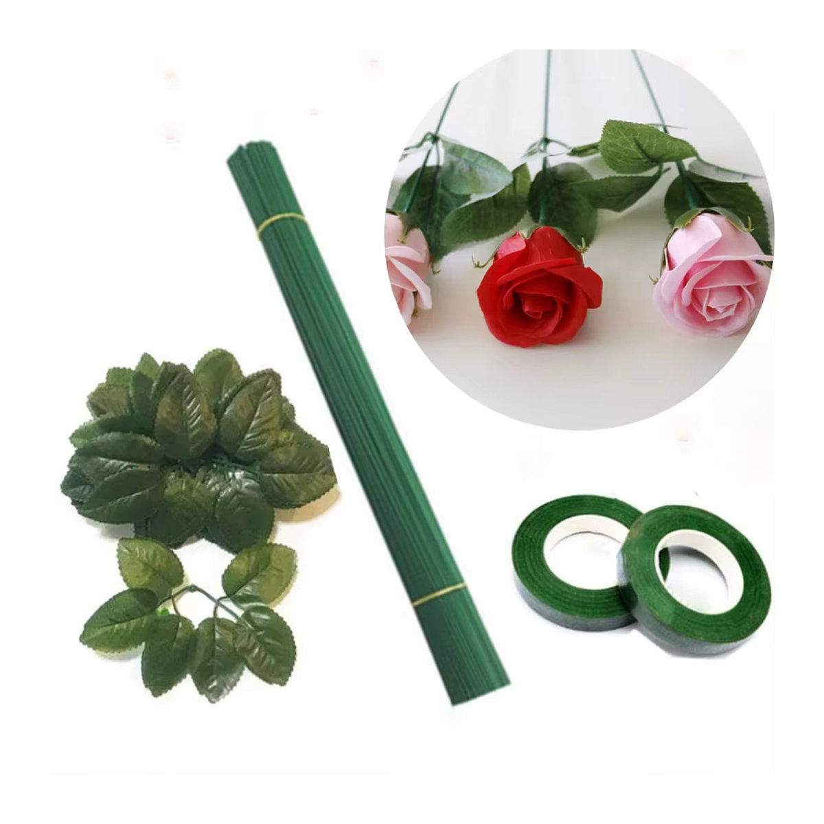 Grüne künstliche Rosen aus Metall als Bastelbedarf für deine DIY Pflanzenwand oder Dekoration - Bild 2