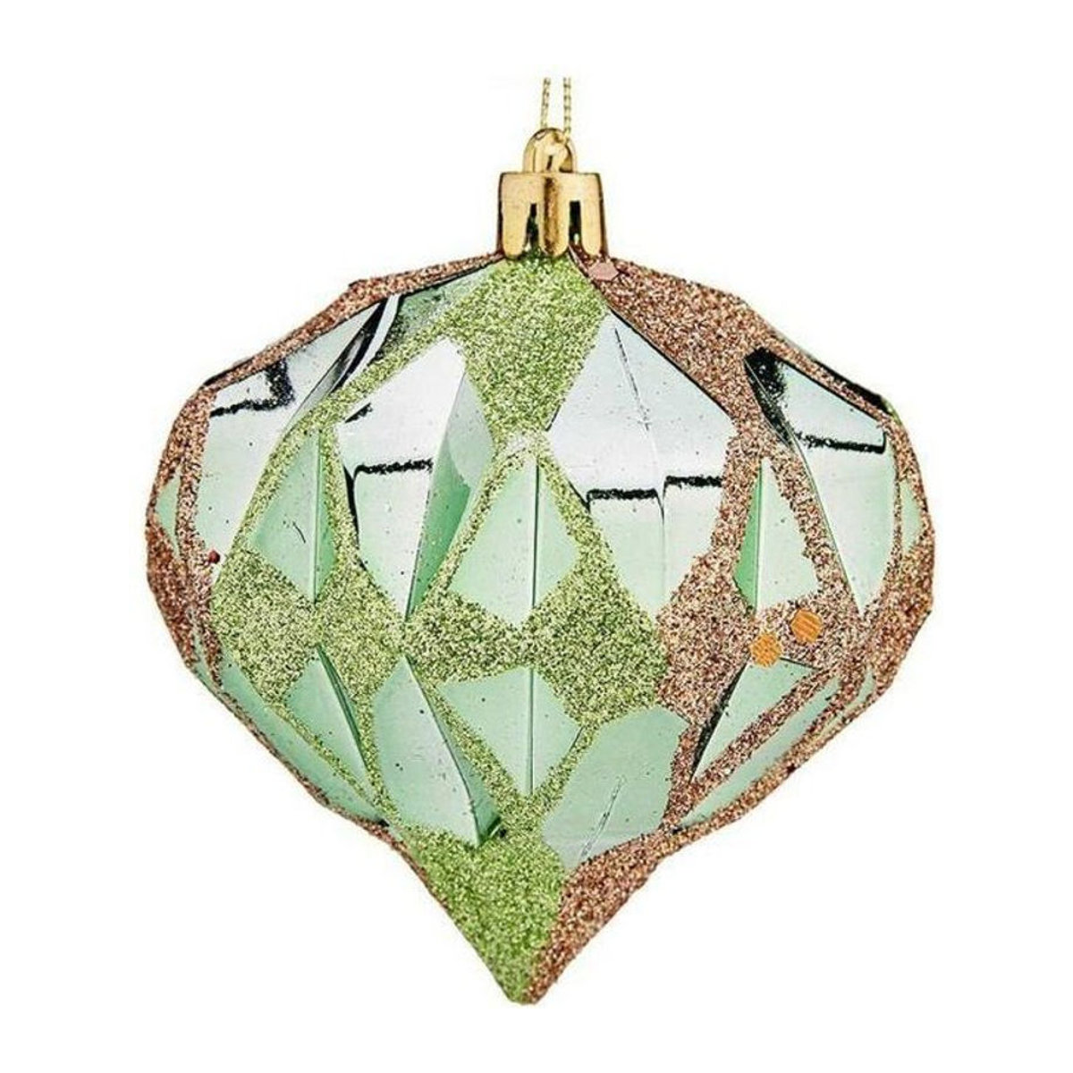Grüne Weihnachtsbaumkugeln mit Kristalldesign aus Kunststoff, Durchmesser: 8 cm - Bild 1
