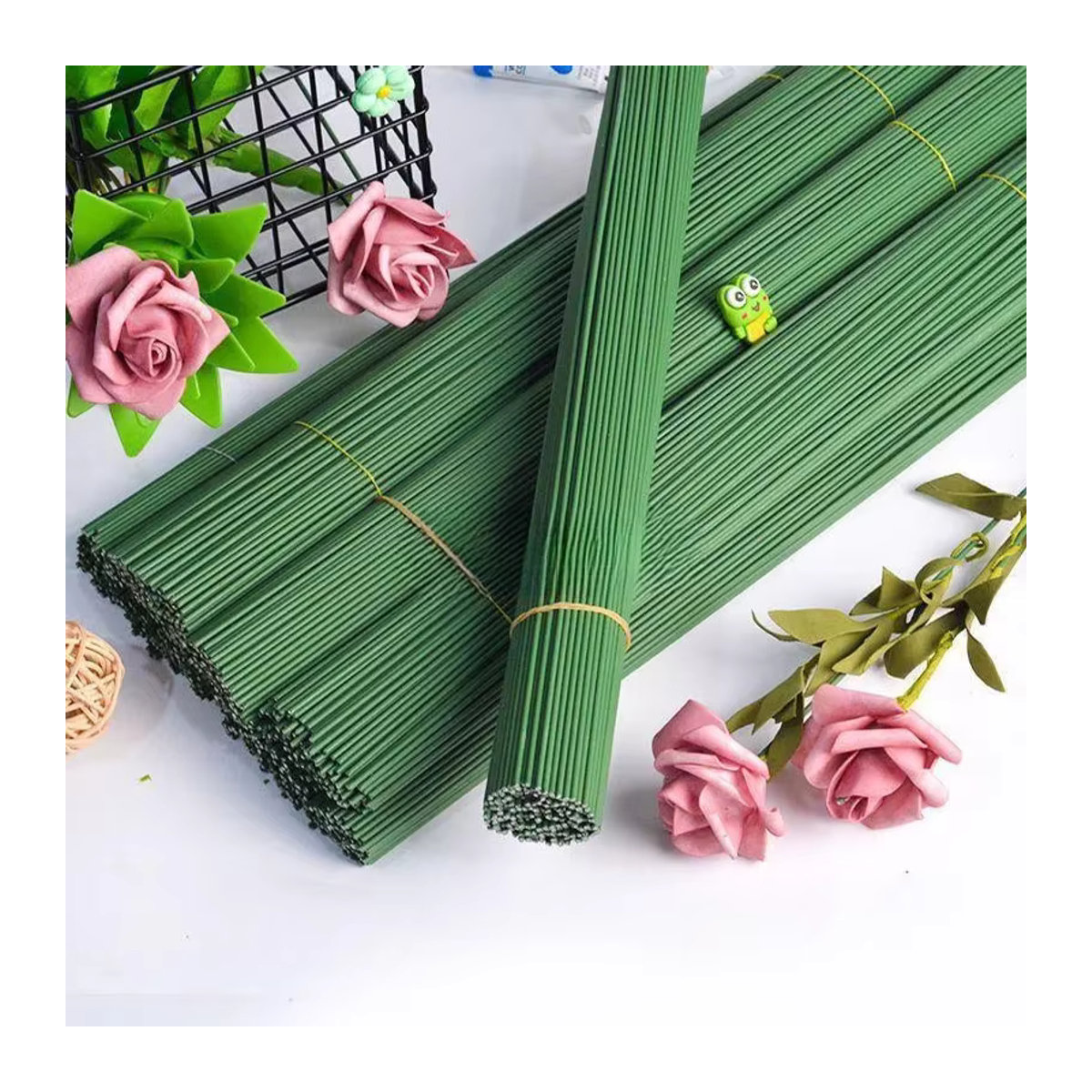 Grüner künstlicher Blumenstiel aus Metall für DIY-Chenille-Stiele und Simulationsblumen - Bild 2