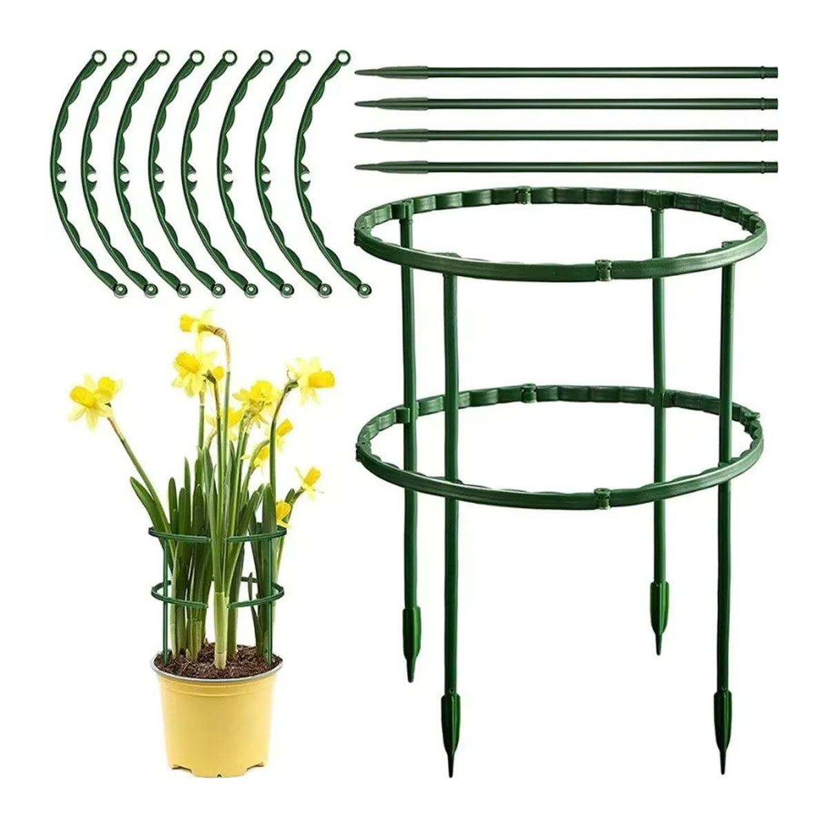 Grüner Kunststoff-Pflanzenstützring als Ständer für Gartenpflanzen und Gewächshäuser - Bild 5