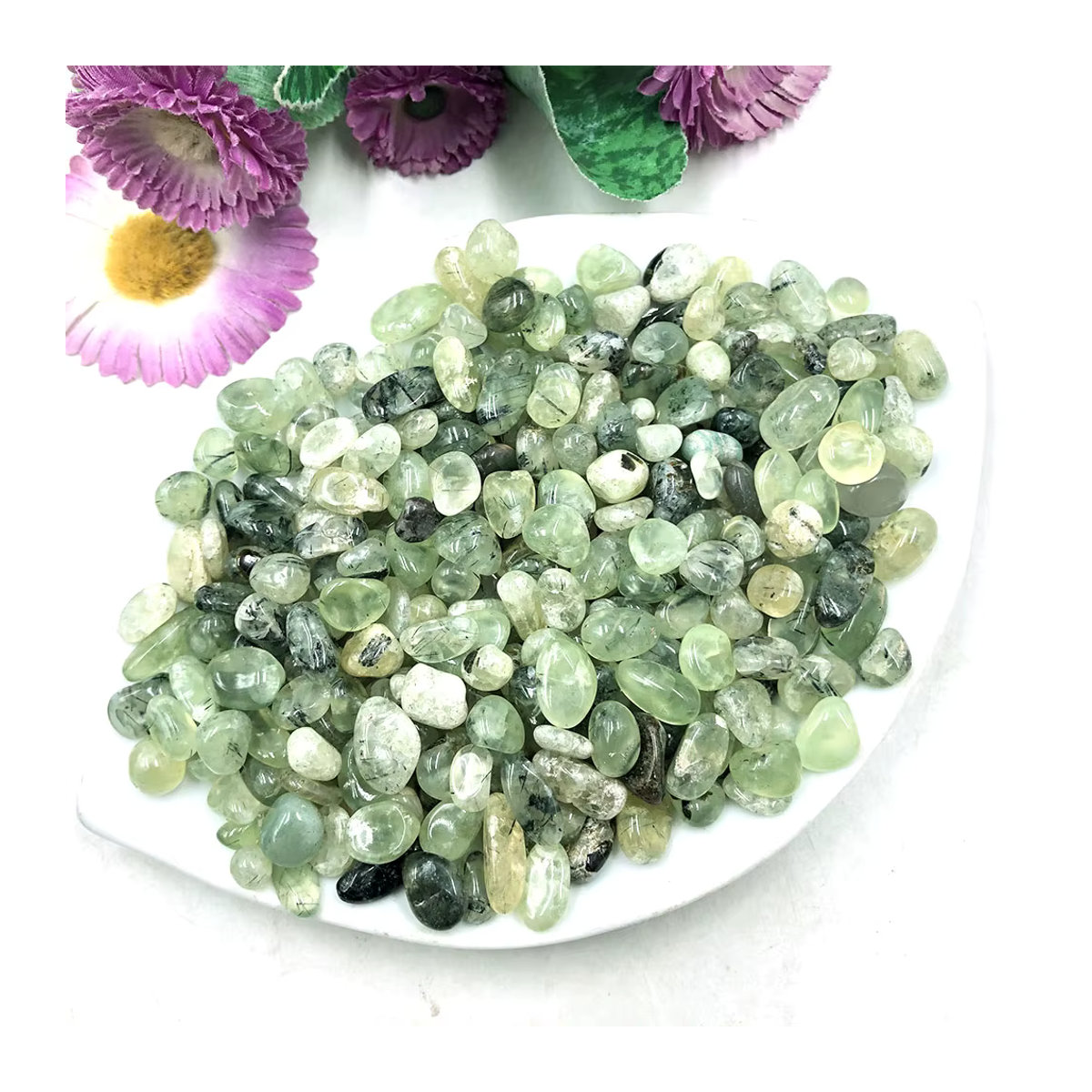 Grüner Prehnit Chip Kies aus Naturstein für Reiki und Chakra-Energie, 100 g - Bild 4