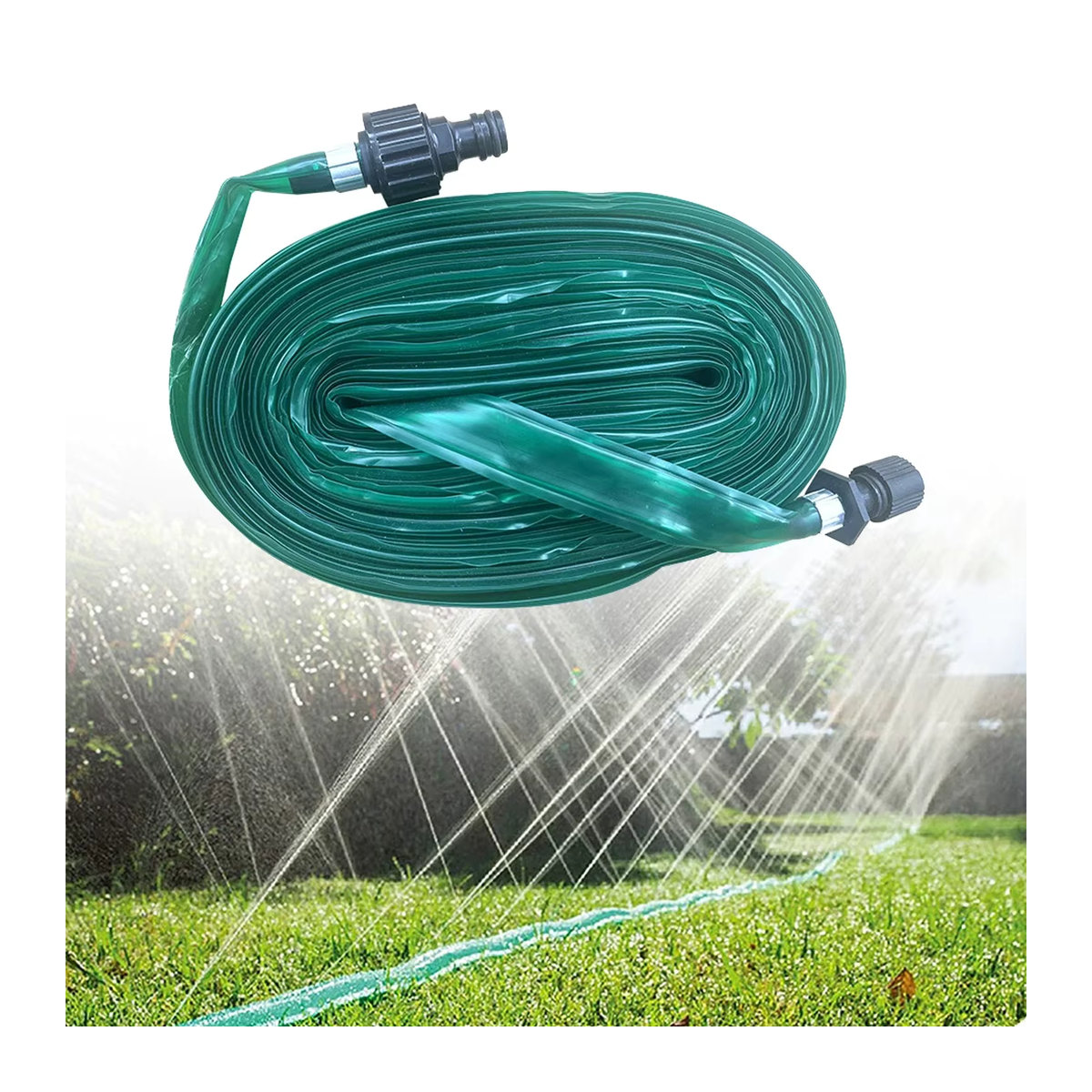 Grüner Sprühschlauch als Soaker Schlauch und Sprinkler Set zur Bewässerung von Garten und Rasen - Bild 6