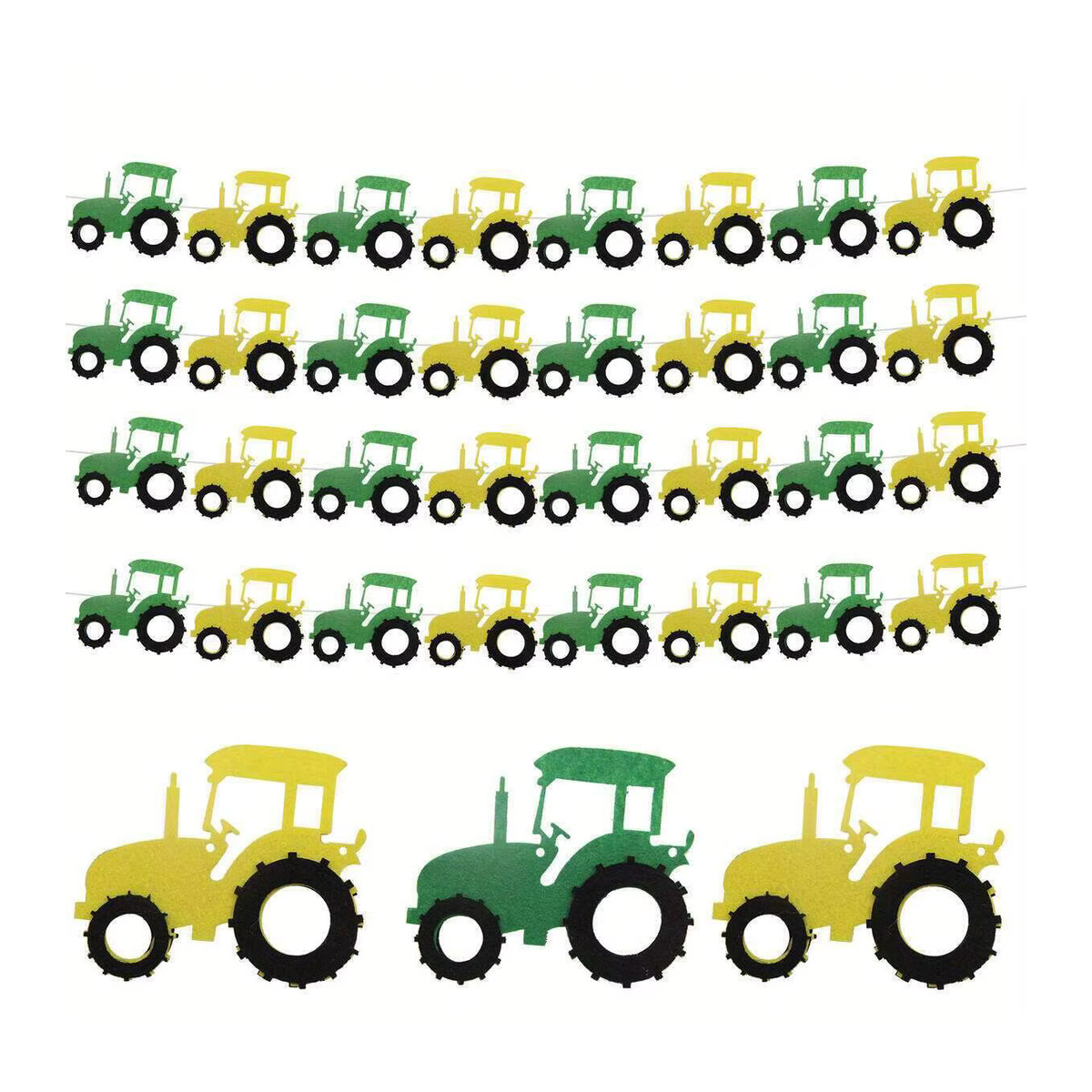 Grünes Bauernhof Traktor Wimpel-Set aus Vlies für Kinder Geburtstagsdekoration und Wandgestaltung - Bild 5