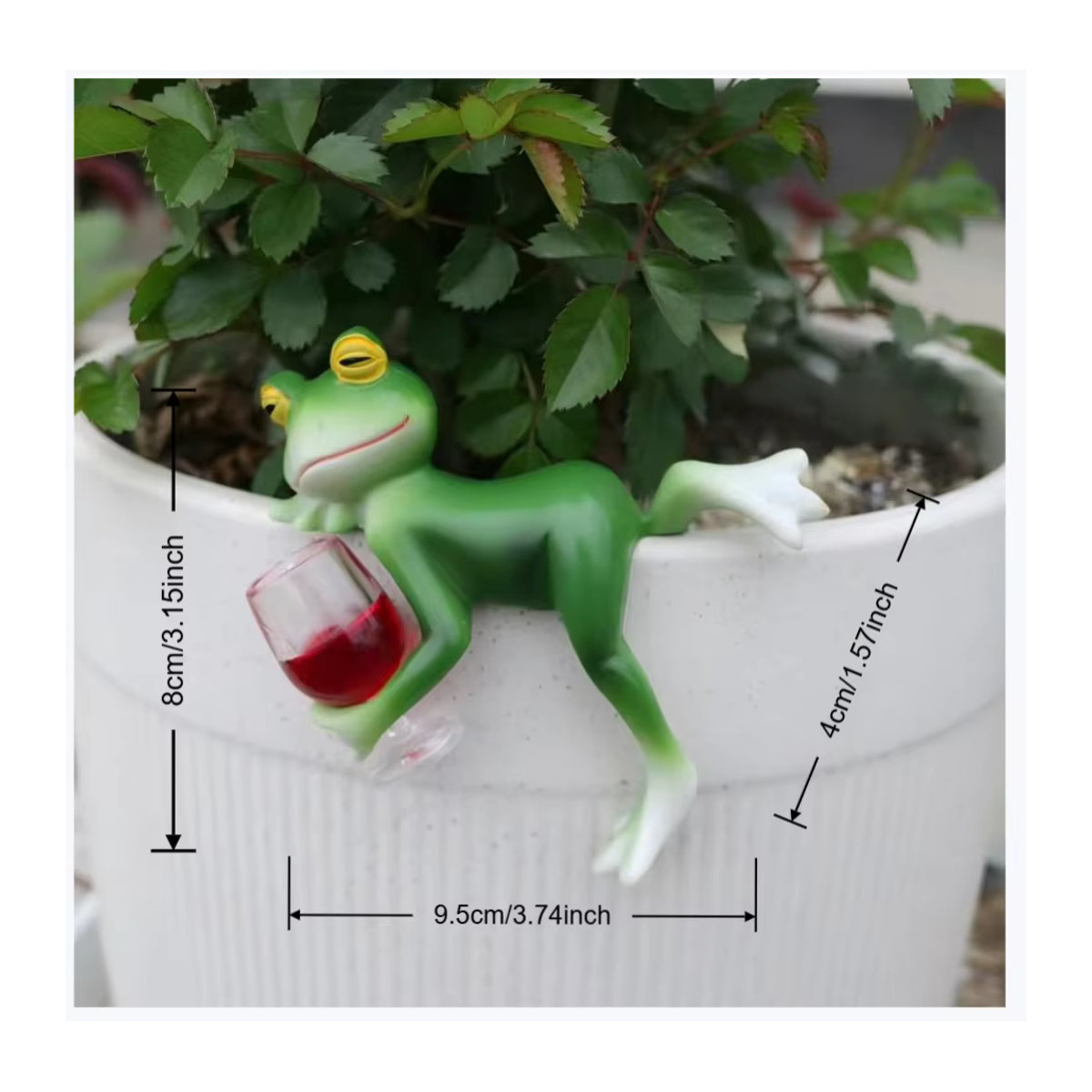 Grünes Frosch-Hängeornament aus Glas und Kunstharz als Dekofigur für Garten, Aquarium und Blumentöpfe - Bild 3