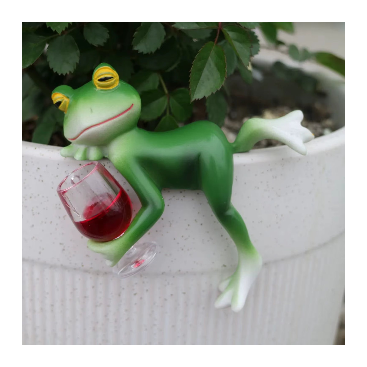 Grünes Frosch-Hängeornament aus Glas und Kunstharz als Dekofigur für Garten, Aquarium und Blumentöpfe - Bild 4