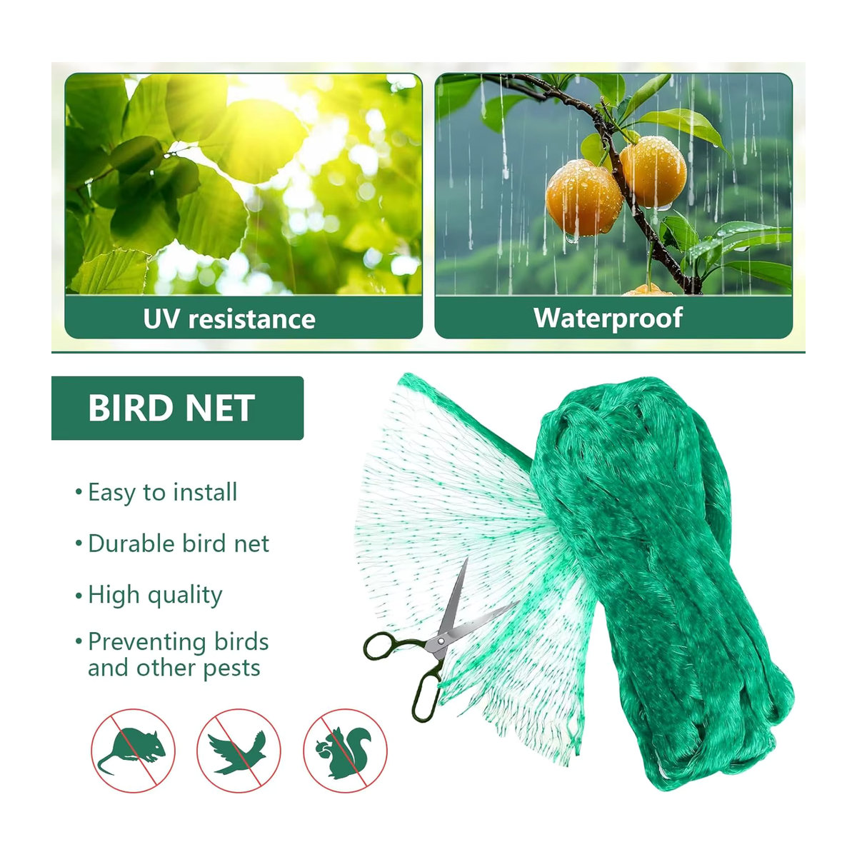 Grünes Gartennetz als Vogelschutznetz für Pflanzen, Teiche, Obst und Gemüse - Bild 2