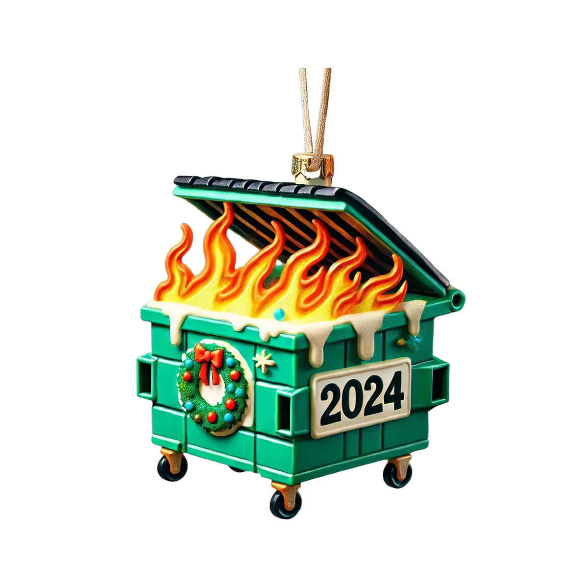 Grünes Hängeornament Müllcontainer aus Kunststoff als Weihnachtsbaum Dekoration - Bild 3