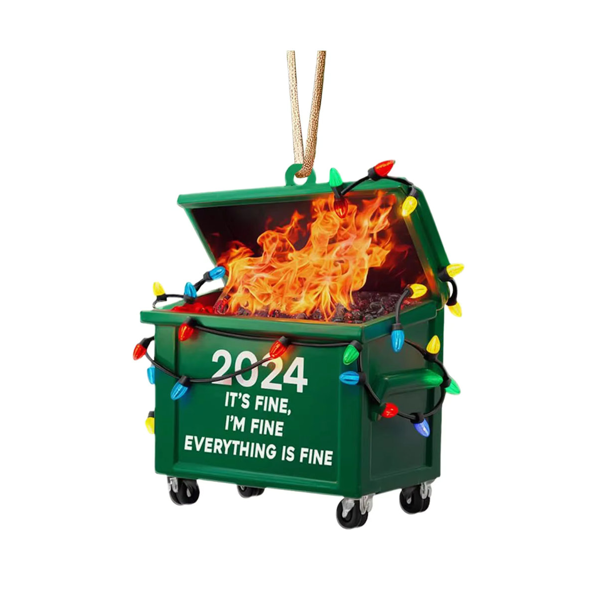 Grünes Hängeornament Müllcontainer aus Kunststoff als Weihnachtsbaum Dekoration - Bild 4